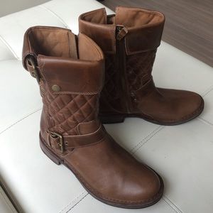 Brown Leather Ugg Moto Style Boots 👞✨